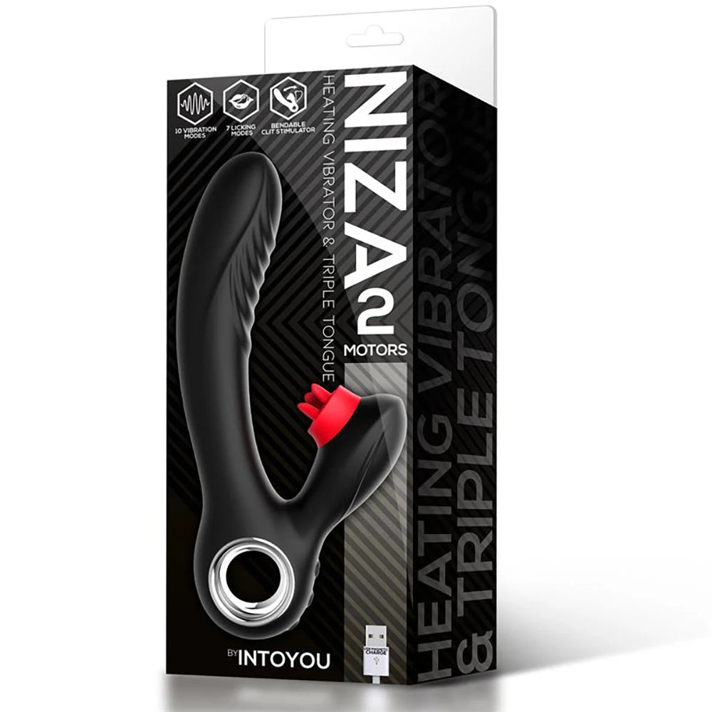 Experience a new level of pleasure with our Warm Vibrator. The heat feature brings a sensual warmth to your intimate moments, while the triple tongue clitoral stimulator provides targeted stimulation. Indulge in the perfect combination of heat and pleasure with this one-of-a-kind vibrator.