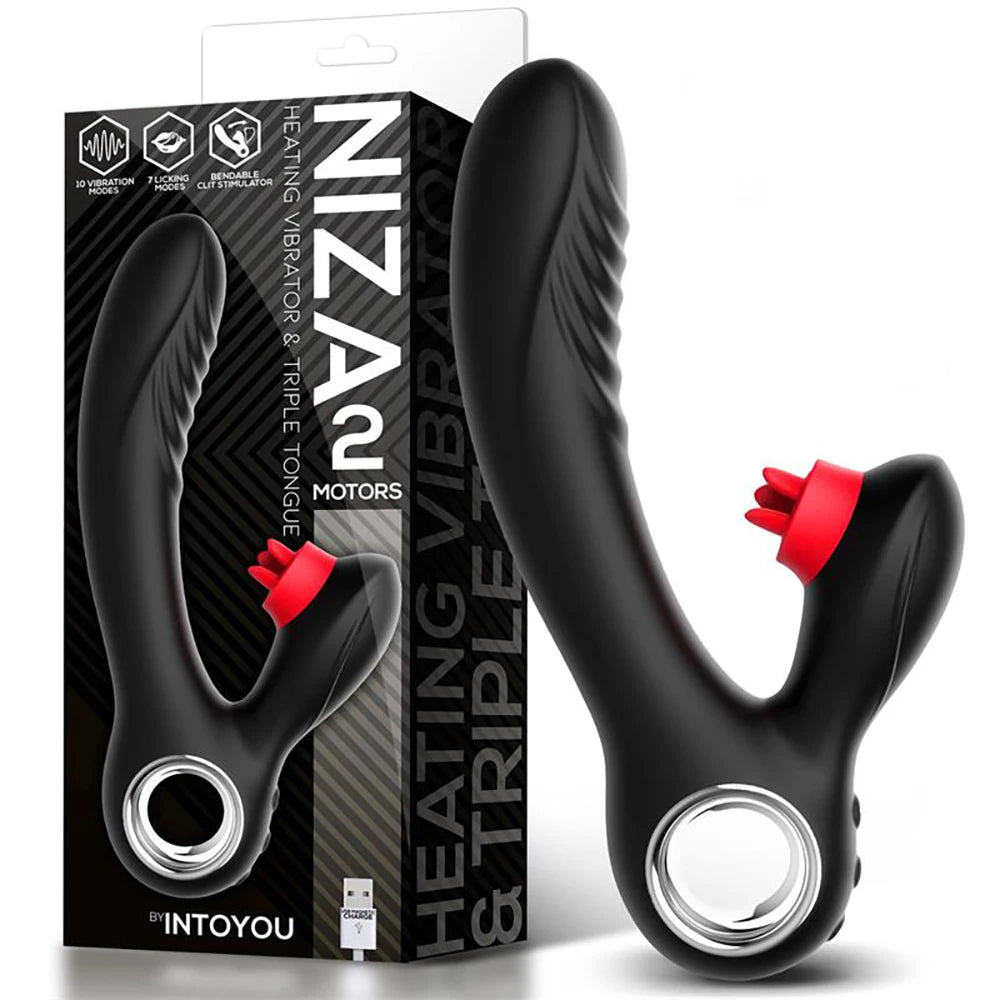 Experience a new level of pleasure with our Warm Vibrator. The heat feature brings a sensual warmth to your intimate moments, while the triple tongue clitoral stimulator provides targeted stimulation. Indulge in the perfect combination of heat and pleasure with this one-of-a-kind vibrator.