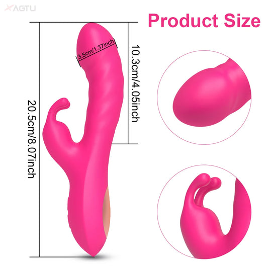 This Rabbit Vibrator offers simultaneous clitoral and G-spot stimulation with its unique silicone design. Enjoy a satisfying experience with the added benefits of enhanced orgasms and heightened pleasure. Expertly crafted for maximum pleasure, this versatile vibrator is a must-have for any intimate collection.