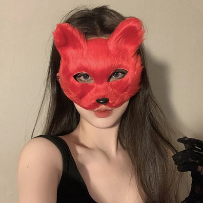 Women Cat Cosplay Sexy Lace Mask Supplies Dance Party Performance Masquerade Fox Mask Couple Animal Face Decor Eyes Accessories