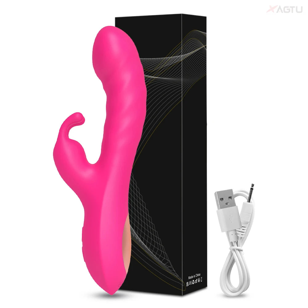 This Rabbit Vibrator offers simultaneous clitoral and G-spot stimulation with its unique silicone design. Enjoy a satisfying experience with the added benefits of enhanced orgasms and heightened pleasure. Expertly crafted for maximum pleasure, this versatile vibrator is a must-have for any intimate collection.