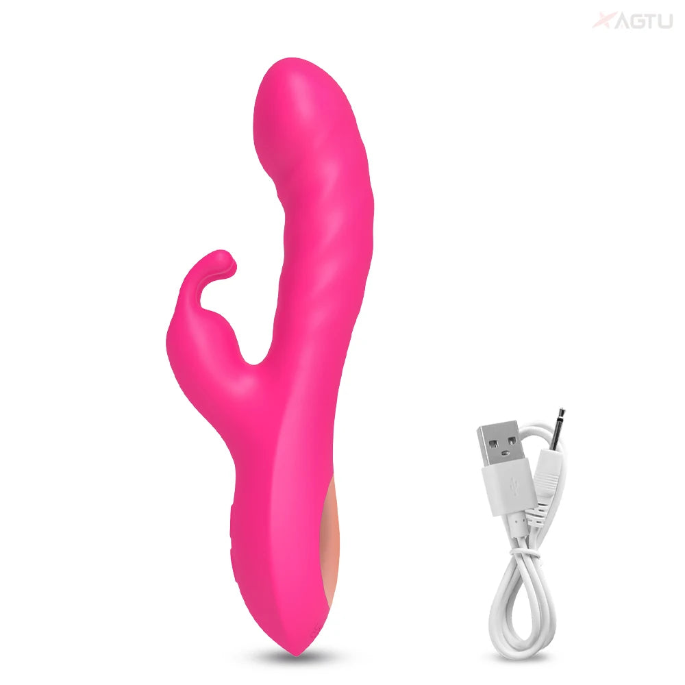 This Rabbit Vibrator offers simultaneous clitoral and G-spot stimulation with its unique silicone design. Enjoy a satisfying experience with the added benefits of enhanced orgasms and heightened pleasure. Expertly crafted for maximum pleasure, this versatile vibrator is a must-have for any intimate collection.