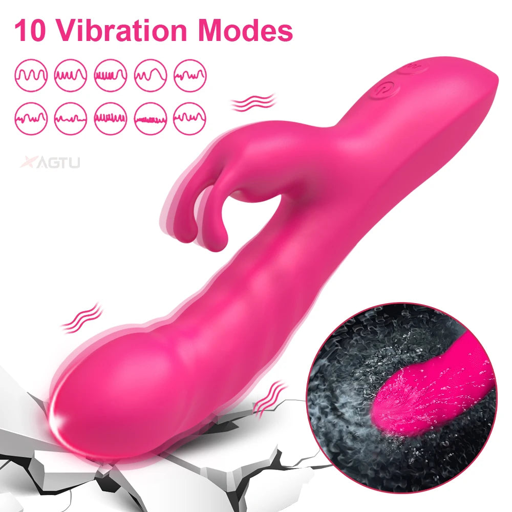 This Rabbit Vibrator offers simultaneous clitoral and G-spot stimulation with its unique silicone design. Enjoy a satisfying experience with the added benefits of enhanced orgasms and heightened pleasure. Expertly crafted for maximum pleasure, this versatile vibrator is a must-have for any intimate collection.