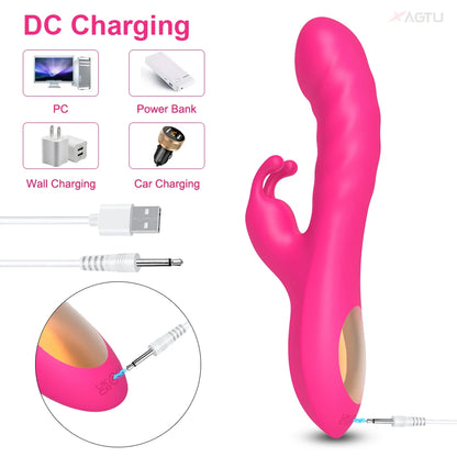 This Rabbit Vibrator offers simultaneous clitoral and G-spot stimulation with its unique silicone design. Enjoy a satisfying experience with the added benefits of enhanced orgasms and heightened pleasure. Expertly crafted for maximum pleasure, this versatile vibrator is a must-have for any intimate collection.