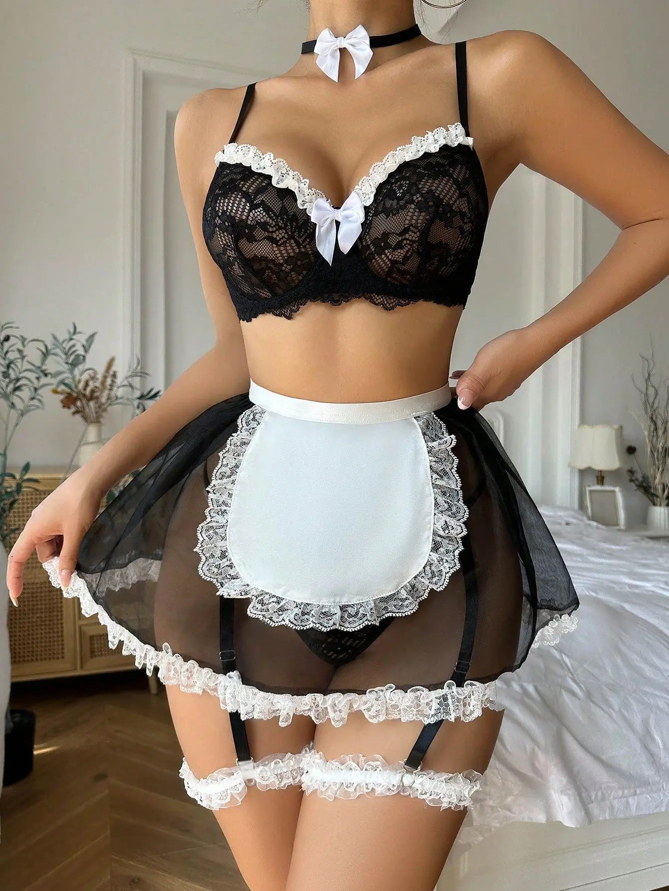 Upgrade your intimate attire with our Maid Erotic Lingerie. This high-quality lingerie set features a unique maid-inspired design, perfect for indulging in role play fantasies. Made with top-notch materials for ultimate comfort and style. Enhance your sensual experiences with our Maid Erotic Lingerie.