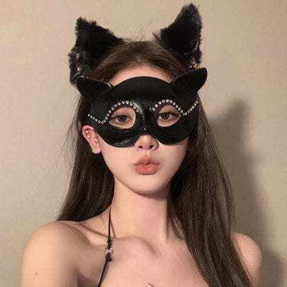 Women Cat Cosplay Sexy Lace Mask Supplies Dance Party Performance Masquerade Fox Mask Couple Animal Face Decor Eyes Accessories