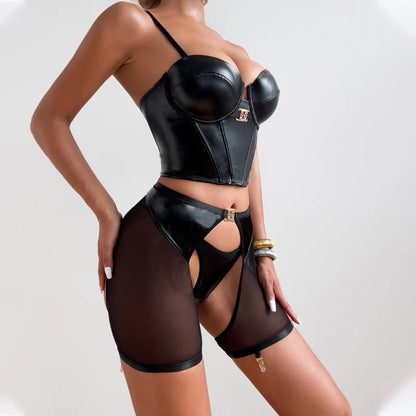 Enhance intimacy and explore your fantasies with our Pornos Suit Leather See Through Fetish Underwear. Made from high-quality leather, this provocative piece adds an element of excitement to your bedroom. With its see-through design, it allows for a tantalizing glimpse of skin while the leather adds a touch of kink. Elevate your intimate experiences with our fetish underwear.