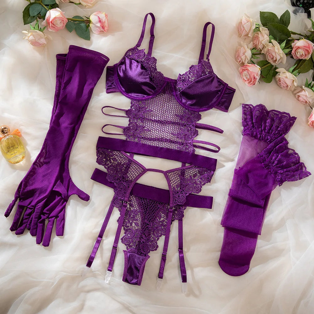 Purple Erotic Hosiery Lingerie