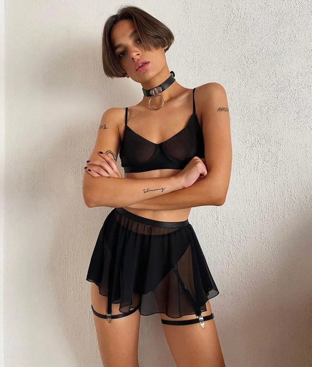 See-through Hemline Seamless Tulle Lingerie